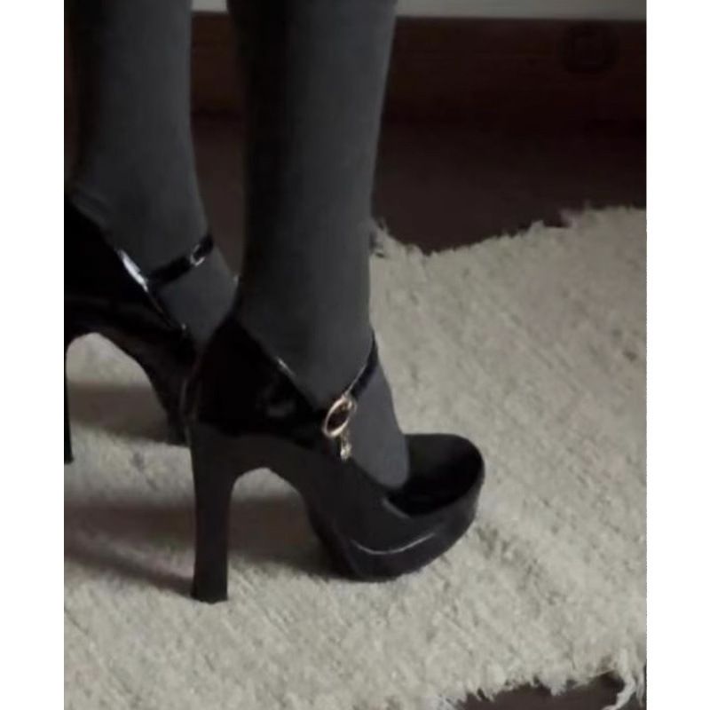 Women's 2025 New Waterproof Leather High-Heel Shoes Round-Toe Chunky-Heel Mary Jane Shoes_vogvips.com