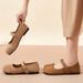 Boken Women's Spring New Versatile Mary Jane Fashionable Casual Polyurethane French Flat Shoes_vogvips.com