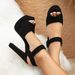 Peep-toe Platform Chunky Heel High-heeled Sandals, Cross-border Large-size Women's Shoes, European, American, Japanese,_vogvips.com