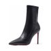 2025 Autumn Winter New Elastic Slim Leather Red Sole Pointed Toe Stiletto Heel Elegant Black Short Boots For Women_vogvips.com