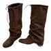 Over-the-Knee For Women, Chunky Heel, 2025 Autumn/Winter New Style, Suede Ruched Slouch Boots, Western Long Boots_vogvips.com