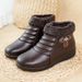 Old Beijing Mom Cotton Winter Soft Sole Non-Slip Middle-Aged And Women's Elderly Leather Shoes Fleece-Lined Warm Snow_vogvips.com