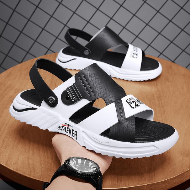Men's Sandals Summer New Beach Shoes Fashionable Leather Sandals Lazy Slippers Outdoor Casual Men's Shoes_vogvips.com