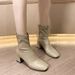 French Short 2024 New Autumn Winter Versatile Square Toe Chunky Heel Back Zipper Korean Style Internet Celebrity Elastic_vogvips.com