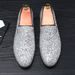 Fashion Designer Pointed Gold Silver Sequin Wedding Leather Shoes For Mens Casual Loafers Business Formal Dress Zapatos Hombre_vogvips.com