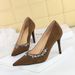 SEVEN BIG TREES Women's Pointed Toe Suede Stiletto Heels With Rhinestones - Elegant Dress Pumps For Parties & Evening Events_vogvips.com
