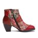 WalkPrime Blue Dream Butterfly European And American Retro Red High Heels Top Layer Cowhide Patchwork Low Tube Ethnic Style Flower_vogvips.com
