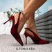 Women's Shoes Wine Red High Heel Sandals Evening Party Stilettos Fashion Pointed Simple High Heels_vogvips.com