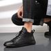 First Layer Cowhide High-top Velvet Thermal Casual Leather Shoes Men's Shoes Men's Mid-top Board Shoes Cotton Shoes Martin Boots_vogvips.com