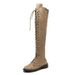 Plus Size 35-43 Flat Over-the-Knee Women's Long Autumn Winter New Suede Motorcycle Boots_vogvips.com