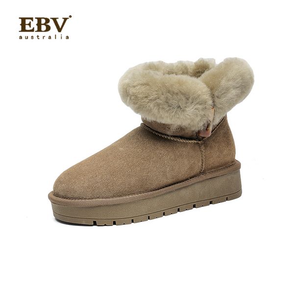 Women's Shoes Horn Buckle Wool Mouth Sheepskin Fur Thick Bottom Snow Boots Women's Short Tube Thick Warm Plus Velvet New Winter_vogvips.com