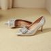 2025 Autumn New Pointed Toe Rhinestone Square Buckle Heels For Women, Thin Heel, Sexy, Comfortable, Small High Heels,_vogvips.com