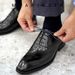 Euro Step Brogue Floral Men's Breathable Leather Square Toe Business Formal Oxford British Wedding Groom Shoes_vogvips.com