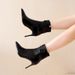 Winter Fashion High Heel Ankle Boots For Women Pointed Toe Belt Buckle Stiletto Heel Side Zipper Plus Size European American Style_vogvips.com