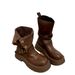 Cowhide Western Cowboy Martin Heel Slimming Autumn Winter Thick Sole Height Increasing Versatile Mid-Calf Short Boots_vogvips.com