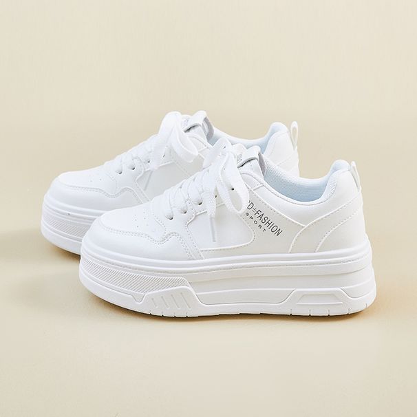 Little White Shoes Female Students Thick-soled Heightening Shoes Mesh Breathable Casual Shoes_vogvips.com