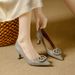 Stiletto High Heels 2026 Spring New French Pointed-toe Professional Work Shoes Slip-on Square Buckle Shallow Single Shoes For Wome_vogvips.com