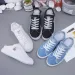 Womens Slip On Canvas Mules With Raw Edge Fringe Casual Backless Sneakers_vogvips.com