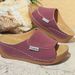 Large Size Thick Soled Casual For Women, 2025 New Style Wide Strip With Simple And Fashionable Fish Mouth Wedge Heel_vogvips.com