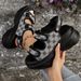 Shoes Women's Shoes Sandals Platform Velcro Large Size Foreign Trade Thick Soled Sandals Cross Border Denim Women's Shoes Sandals_vogvips.com