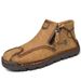 European Warm Series Autumn And Winter New Mid-top Martin Large Size Slip-on Leather Hand-stitched Business Men's Boots_vogvips.com