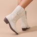 Women's Pointed Toe Western Cowboy Boots Mid-Calf Chunky Heel Ankle Boots Stylish Light Luxury Fall Winter Fashion_vogvips.com