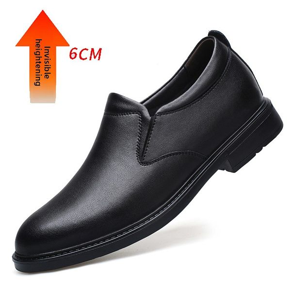 Men's Shoes Inner Height Increase Leather Shoes Gentleman Dress Casual Shoes Low-top Leather Surface Foot Cover Platform Shoes_vogvips.com