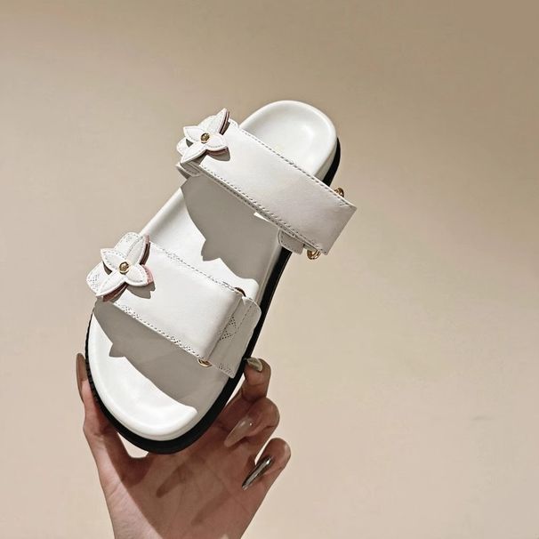 Floral Hook & Loop Sandals For Women - Adjustable Metal Buckle Strap Flat Roman Gladiator Sandals_vogvips.com