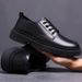 Spring And Autumn Low-top Lace-up Black British Style Work Thick-soled Men's Casual Leather Shoes_vogvips.com