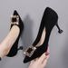 Women's 2026 New Style Professional Pointed-toe High-heeled Shoes With Suede Finish, Stiletto Heel, And Diamond_vogvips.com