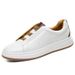 Men's Genuine Leather High-End Thick-Soled White Sneakers Autumn Trendy Versatile Slip-On Lazy Casual Shoes_vogvips.com