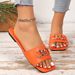 Metal Buckle Outdoor Slippers, 2026 Ew Foreig Trade Summer Model, Flat-soled Square-toed Casual Beach Sadals For_vogvips.com