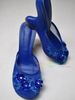 Mesh Wedge Heel Mules Women Round Toe Crystal Flower Decor Slip-On Hollow High Heeled Banquet Party Dress Slippers_vogvips.com