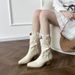 2025 Summer New Pointed Toe Chunky Mid Heel Tube Ruched Slouch Women Short Boots Large Size 41 42 43_vogvips.com