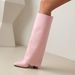 Women's Fashion Boots With Chunky High Heel - Knee High Winter Boots In PU Leather For Fall And Spring - Stylish & Comfortable (White, Black, Pink)_vogvips.com