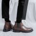 Martin Boots Men's Style Leather Side Zipper Medium Boots Black Pointed Chelsea Boots_vogvips.com