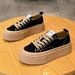 Black Platform Canvas Shoes Women's Round Head Muffin Heightening Casual Board Shoes_vogvips.com