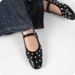 Summer Rivet Rhinestone Mary Jane Shoes Strap Flat Shoes Women's Ballet Shoes Leather Shoes_vogvips.com