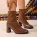 Women's Square Toe Slimming High Heeled Fashion Boots Chunky Retro Plus Size Martin Boots Winter Style_vogvips.com