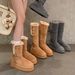 Lancui Thick-Soled Snow For Women, Melard Brown Boots, Warm Fleece-Lined Thickened Northeastern Cotton Shoes, Long Boots_vogvips.com