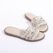 MS Women's Rhinestone Flat Sandals - Comfortable PU Leather Slip-On Slides For Beach, Casual & Outdoor Wear (Black, Beige, Pink)_vogvips.com