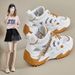 Dad Shoes Women Hollow Breathable Student Sports Shoes Casual Shoes Platform Heightening Shoes_vogvips.com