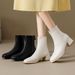 680133-1 Genuine Leather Slimming Women Martin Autumn Winter Back Zipper Fleece Thick High Heel Short Boots_vogvips.com