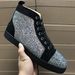 Trendy Autumn Winter Red Sole Shoes CL Men's High Top Rhinestone Studded Women's Genuine Leather Couple Sneakers Casual_vogvips.com