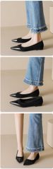 French Pointed Toe Nude Flat Shoes Women's Single Shoes Pregnant Women's Ladyshoes One Pedal Evening Ladyshoes_vogvips.com