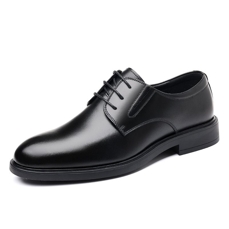 Men's Black Leather Oxford Dress Shoes British Style Business Formal_vogvips.com