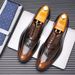 Euro Step First Layer Cowhide New Brogue Men's Business Formal Genuine Leather Crocodile Pattern Groom Wedding Shoes British Style_vogvips.com