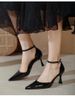 Women's 2025 Large Size 41-42 Pointed Toe High-heeled Stiletto French Hollow Single Shoes, Nude Sandals_vogvips.com