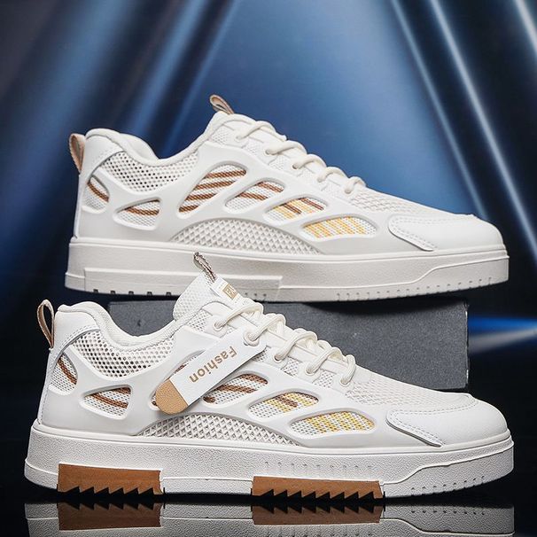 Men's New Summer White Korean Version Trendy Versatile Breathable Board Teenagers Casual Sports Trend Shoes For Men_vogvips.com