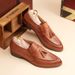 Euro Step Beijiang Wolf Korean Version Hairstylist Men's Youth Slip-On British Brogue Tassel Pointed Leather Shoes For Men_vogvips.com